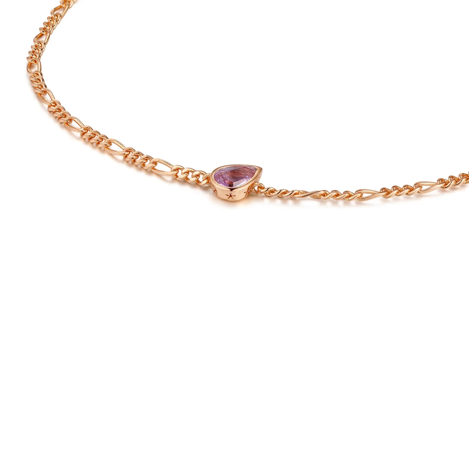 Amethyst Gold Figaro Bracelet  - Lindy