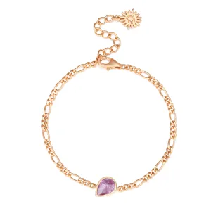 Amethyst Gold Figaro Bracelet  - Lindy