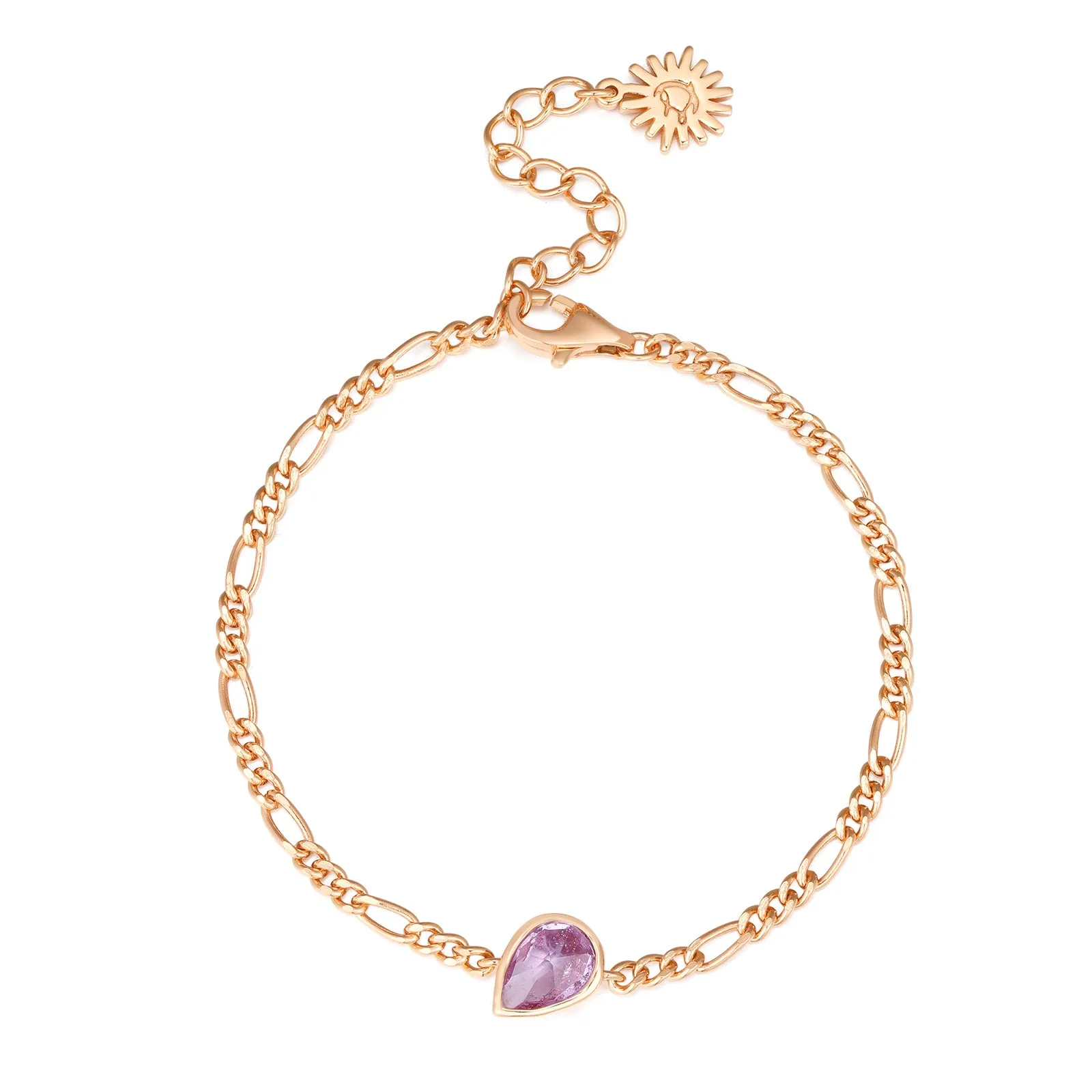Amethyst Gold Figaro Bracelet  - Lindy