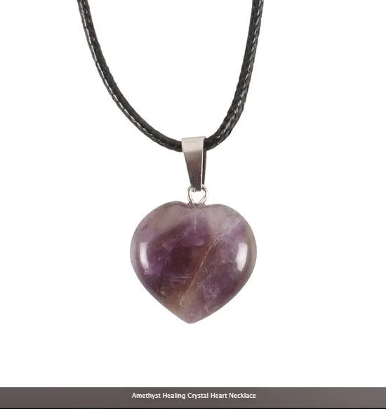 amethyst Healing Crystal Heart Necklace