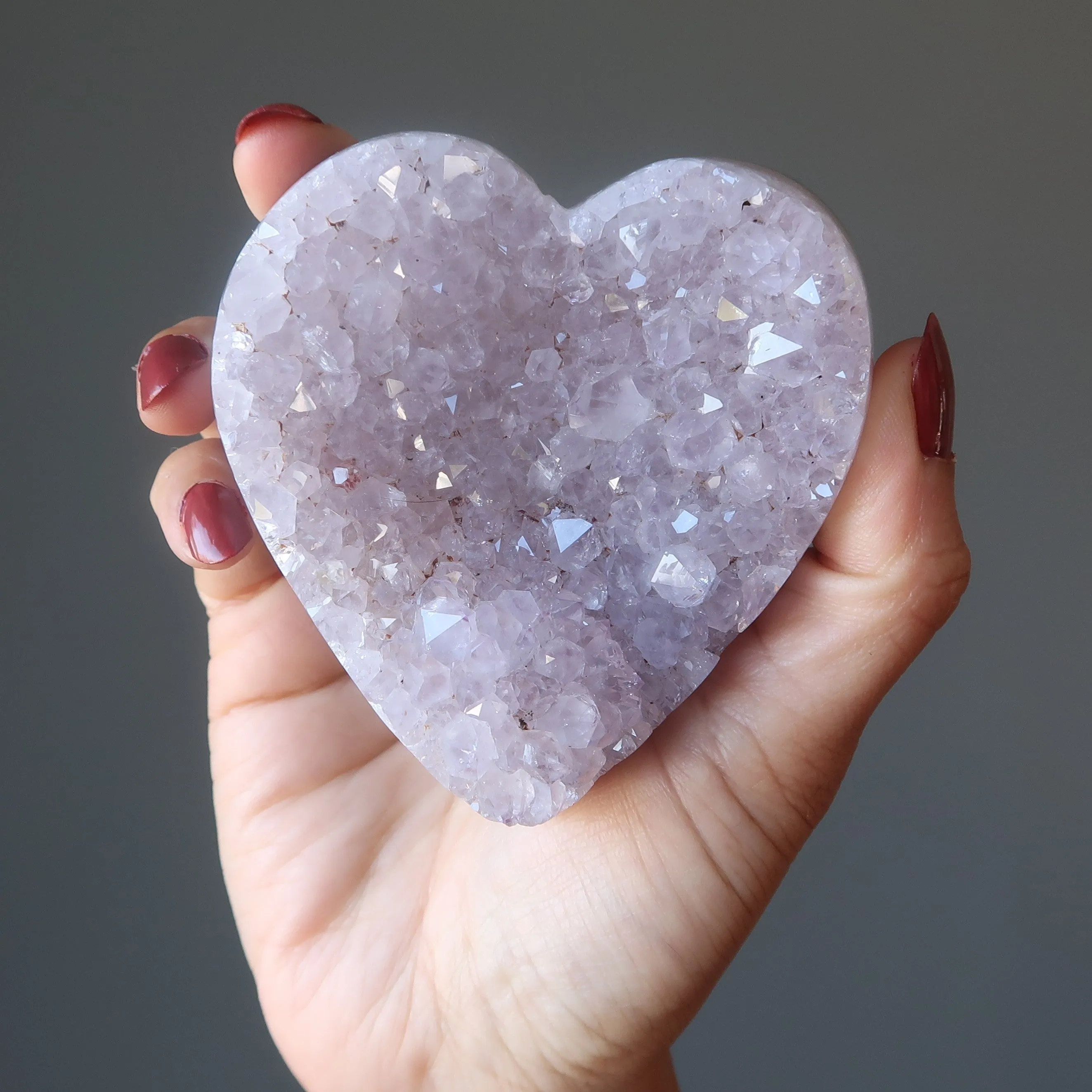 Amethyst Heart Fond Feelings Violet Crystal Cluster