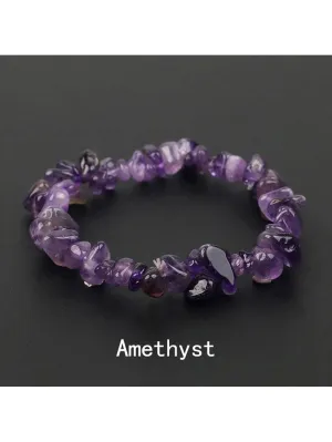 Amethyst Natural Gemstone Bracelet Stretch Chip Beads Bracelets Bangles For
