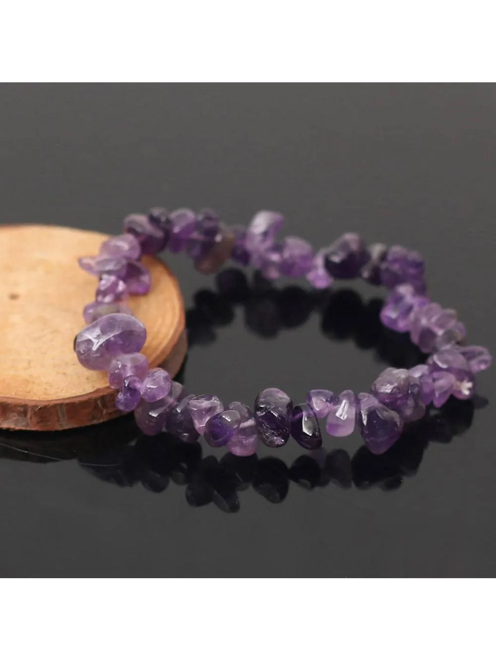Amethyst Natural Gemstone Bracelet Stretch Chip Beads Bracelets Bangles For