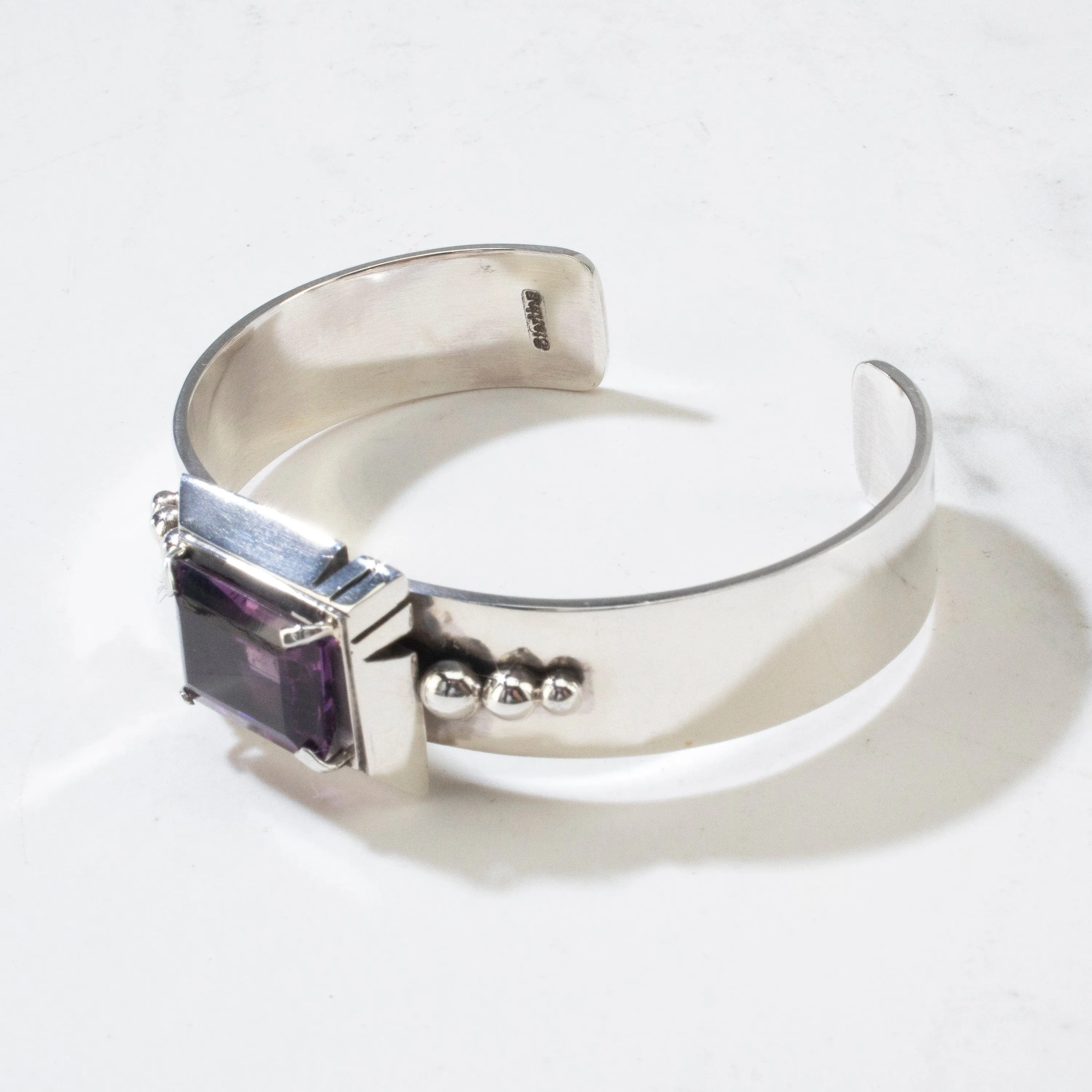 Amethyst Navajo USA Native American Made 925 Sterling Silver Cuff