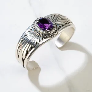 Amethyst Navajo USA Native American Made 925 Sterling Silver Cuff