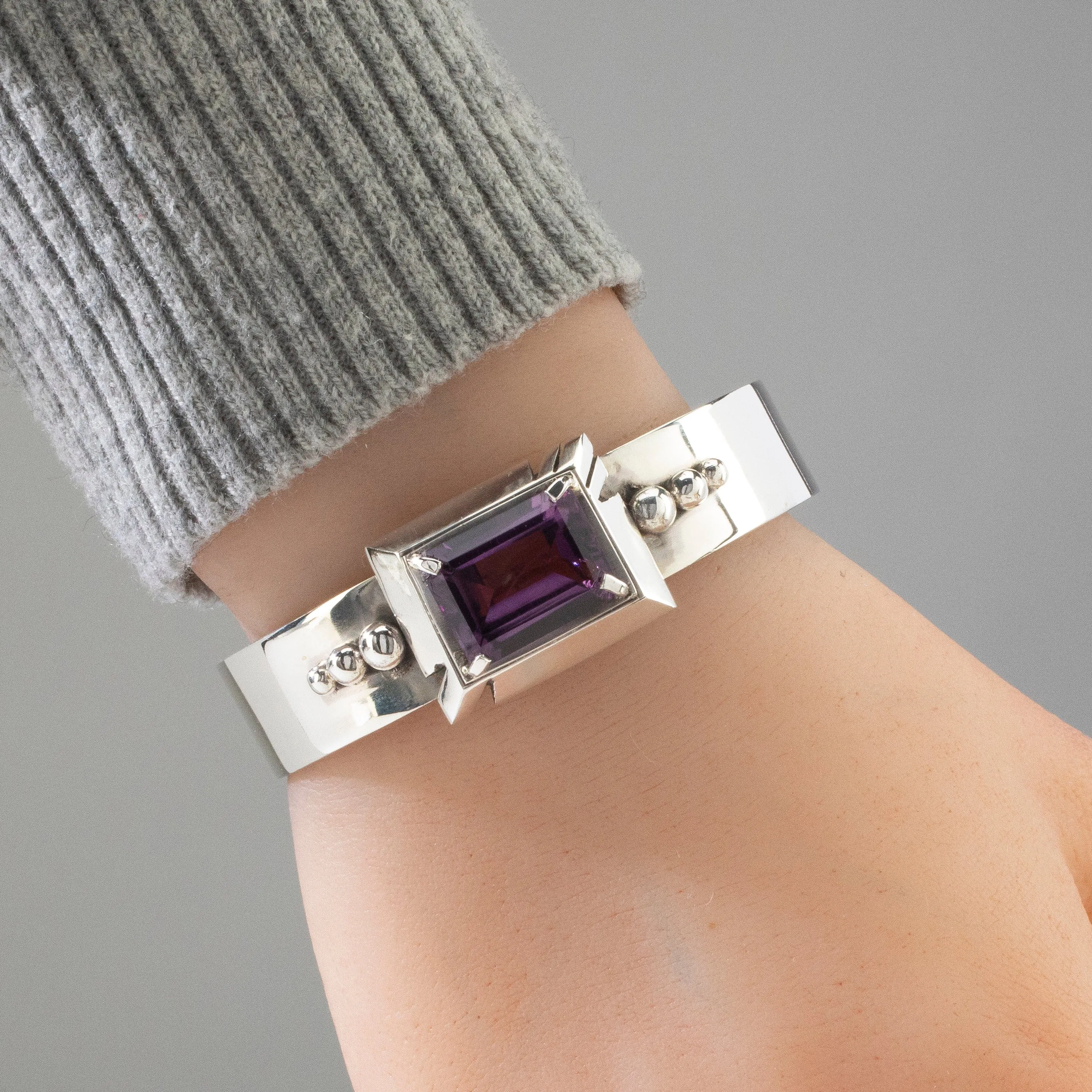 Amethyst Navajo USA Native American Made 925 Sterling Silver Cuff