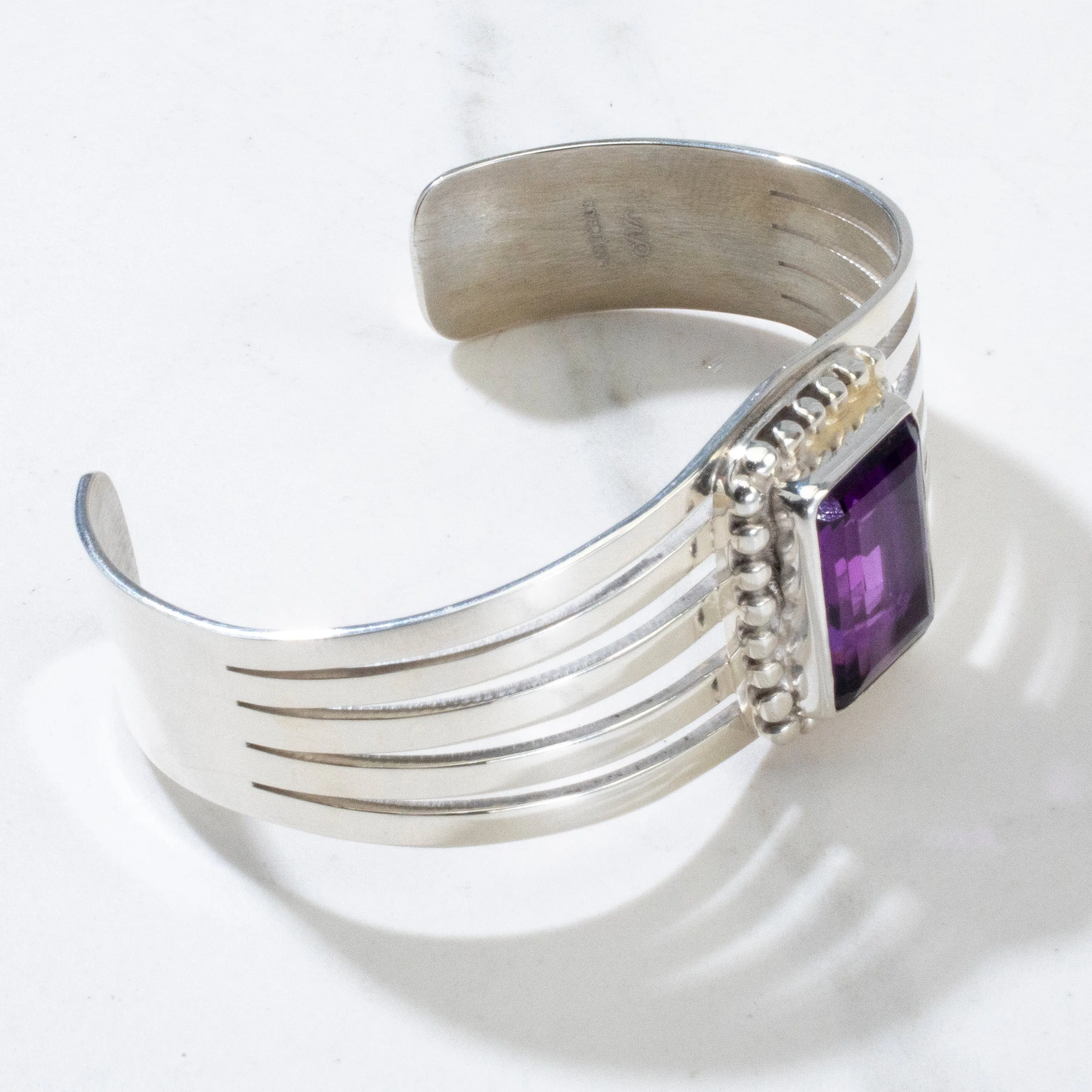 Amethyst Navajo USA Native American Made 925 Sterling Silver Cuff