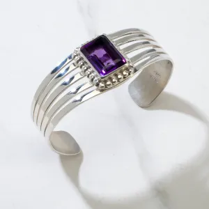 Amethyst Navajo USA Native American Made 925 Sterling Silver Cuff