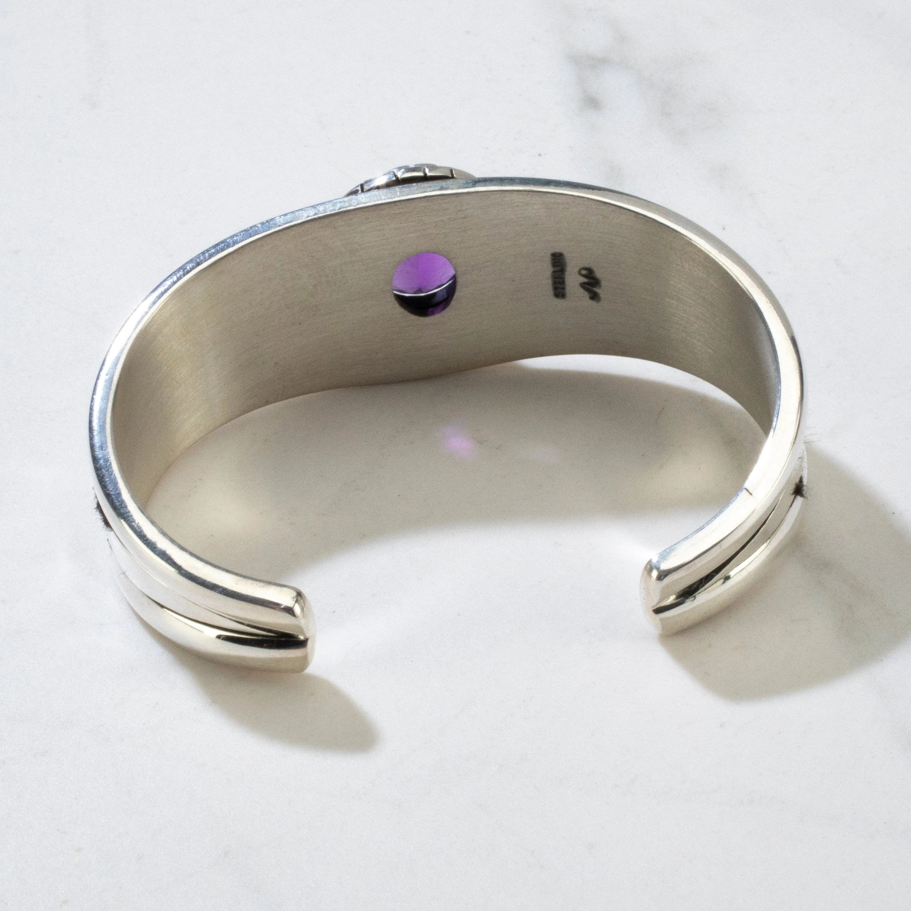 Amethyst Navajo USA Native American Made 925 Sterling Silver Cuff