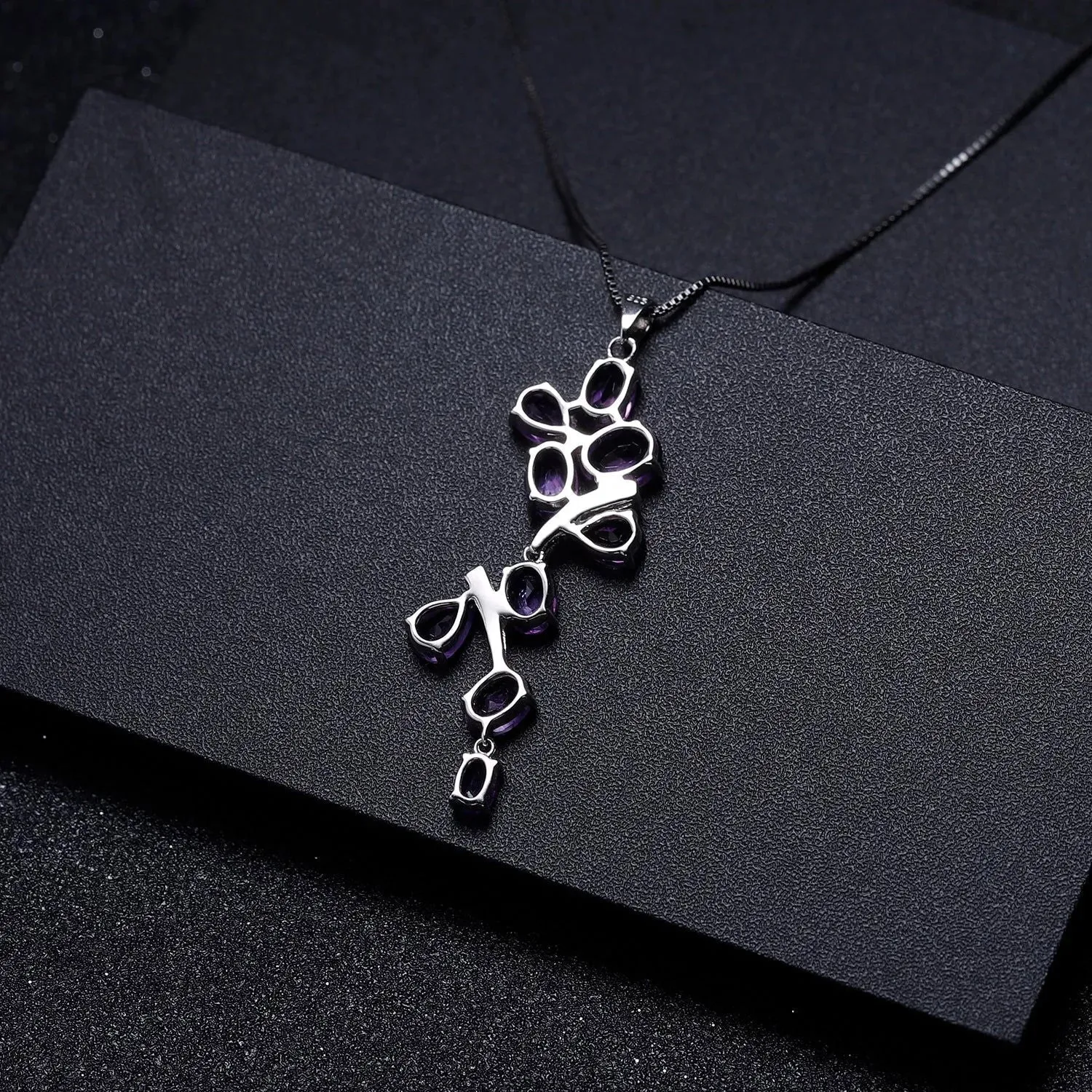 Amethyst Oval Cut Snowflake Necklace in Sterling Silver