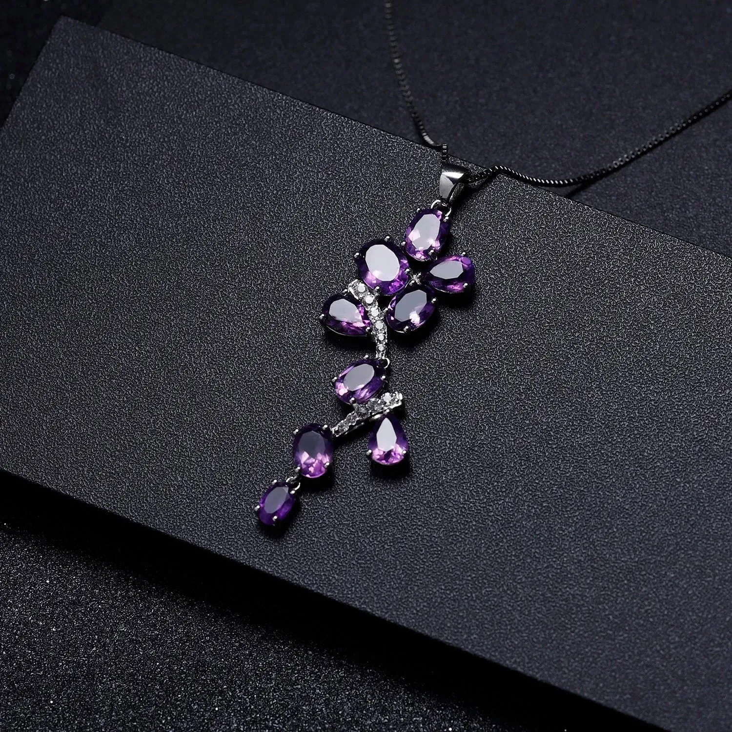 Amethyst Oval Cut Snowflake Necklace in Sterling Silver