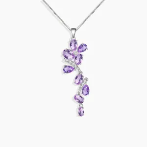 Amethyst Oval Cut Snowflake Necklace in Sterling Silver