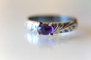 Amethyst Ring, Natural Amethyst Ring, Floral Amethyst Ring, Boho Ring, Stacking Ring, Floral Band, Purple Stone, Boho Ring, Natural, Gift