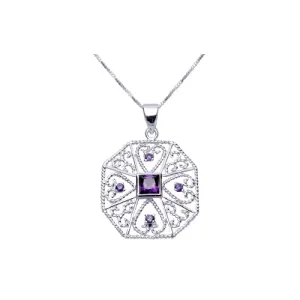 Amethyst Silver Filigree Necklace