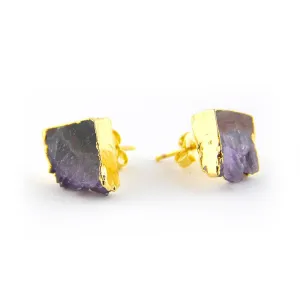 Amethyst Slab Earrings