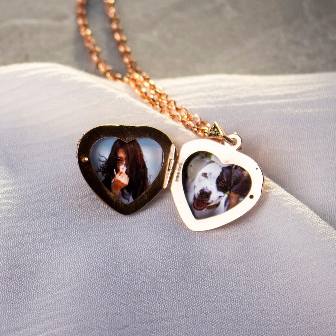 Amethyst Vintage Heart Locket Rose Gold   Photos
