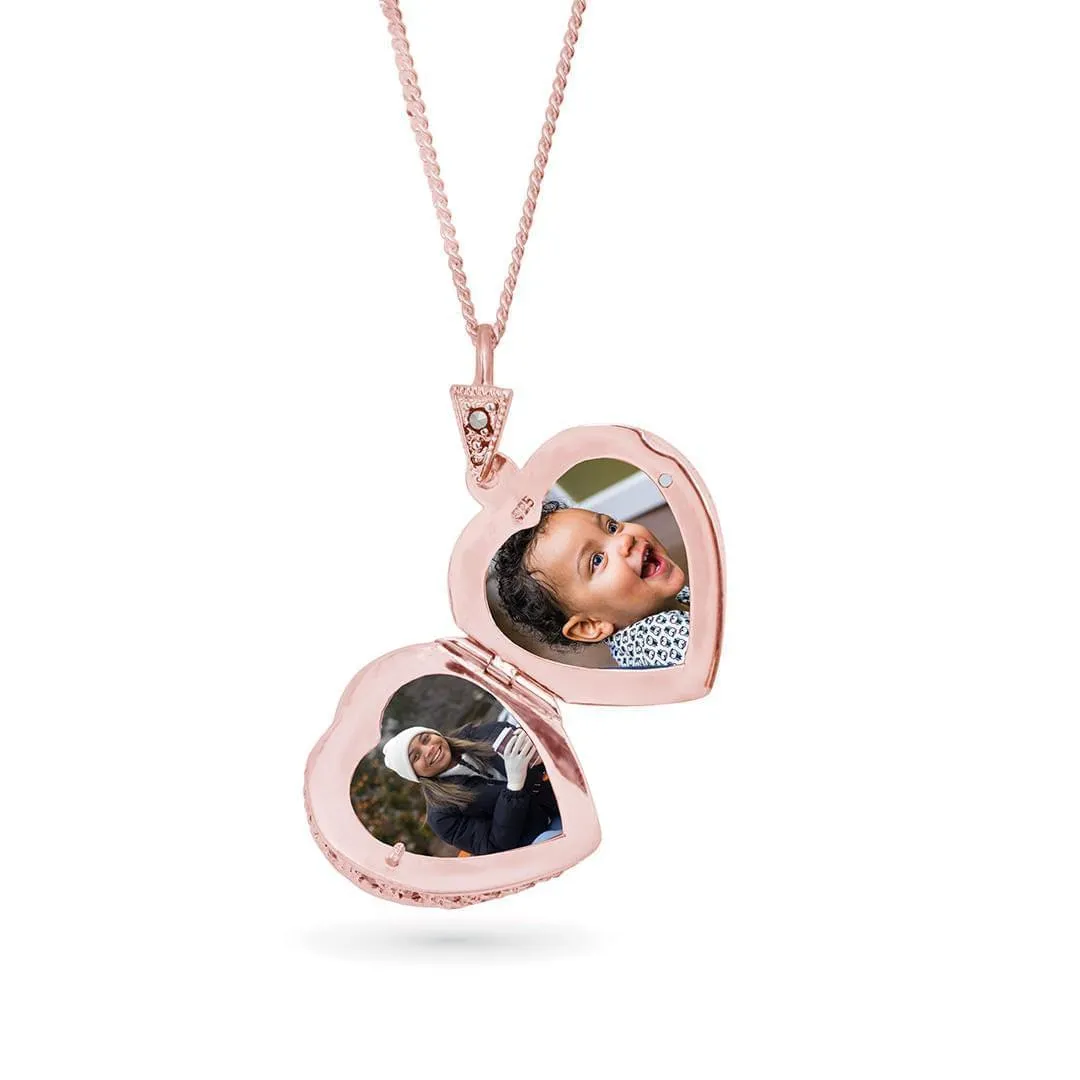 Amethyst Vintage Heart Locket Rose Gold   Photos