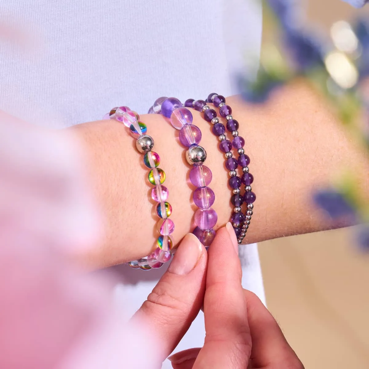 White Gold Wrapped Amethyst Boho Gemstone Bracelet