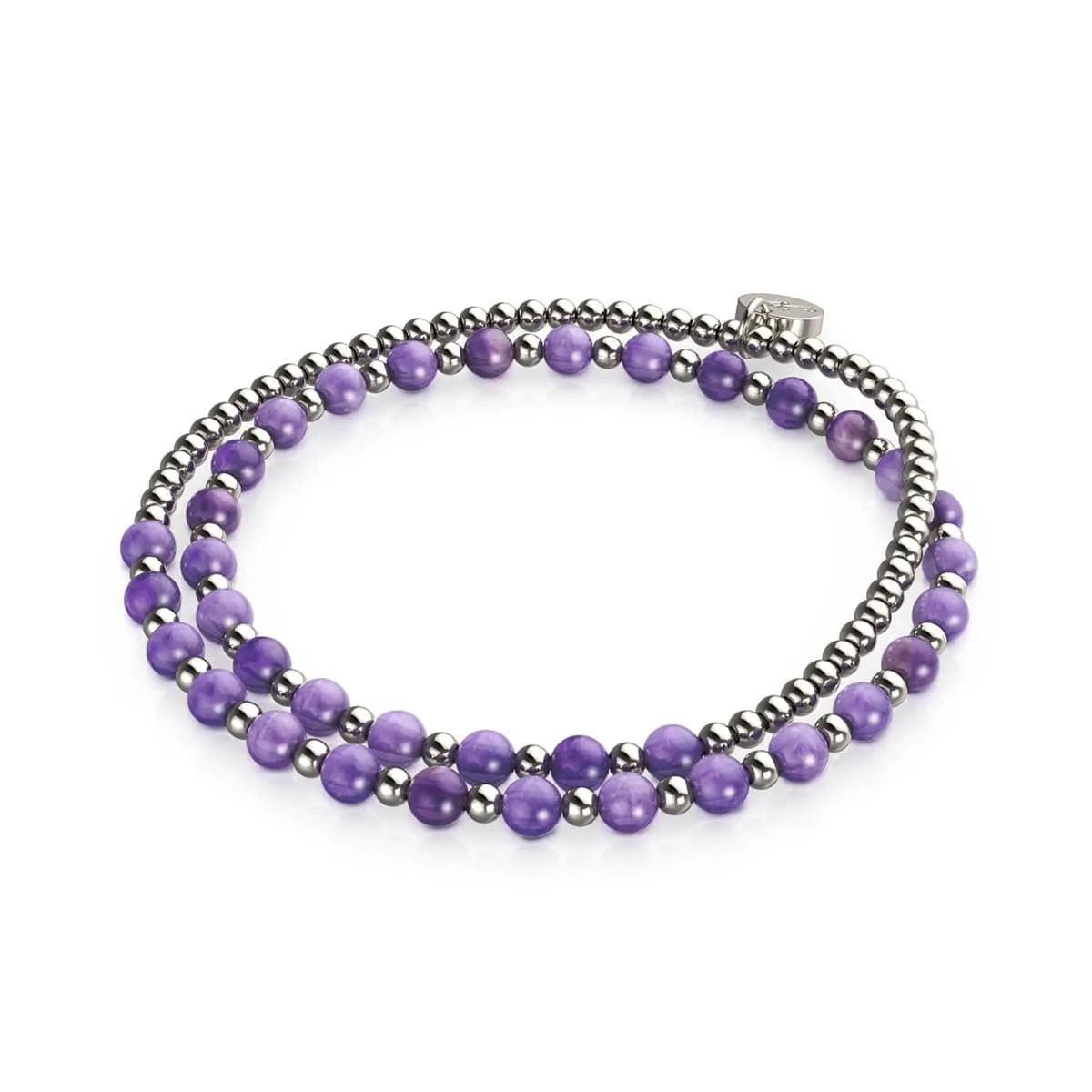 White Gold Wrapped Amethyst Boho Gemstone Bracelet