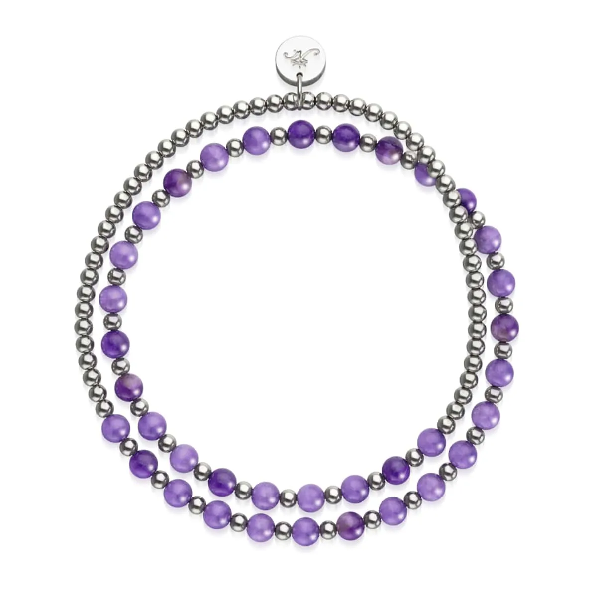 White Gold Wrapped Amethyst Boho Gemstone Bracelet