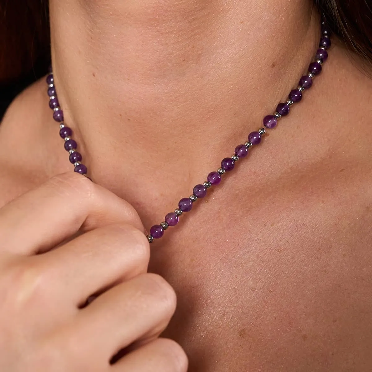 White Gold Wrapped Amethyst Boho Gemstone Bracelet