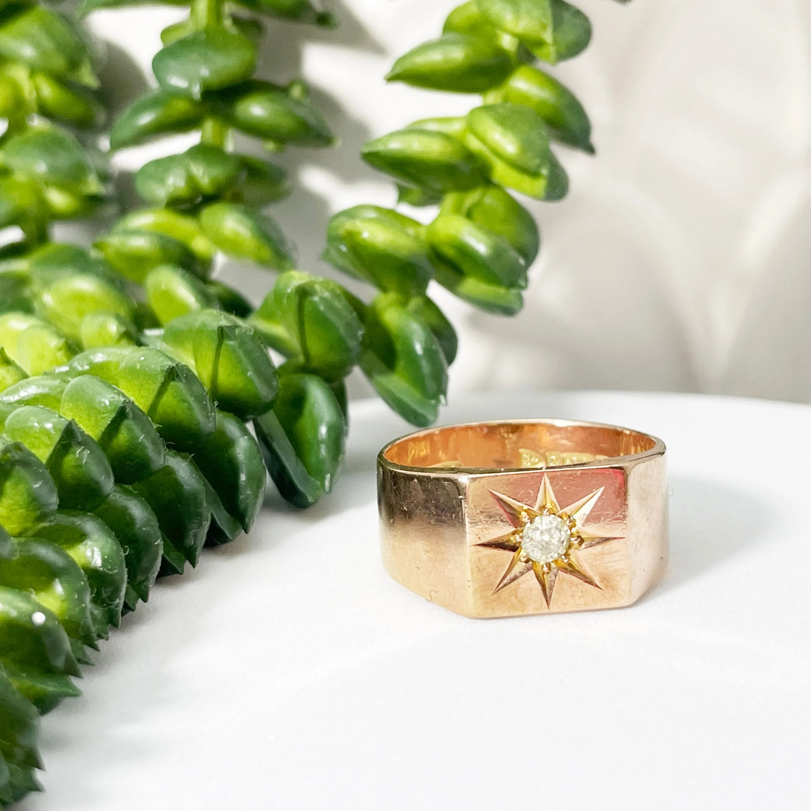 Antique Diamond Signet Ring - 9ct Gold
