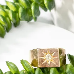 Antique Diamond Signet Ring - 9ct Gold