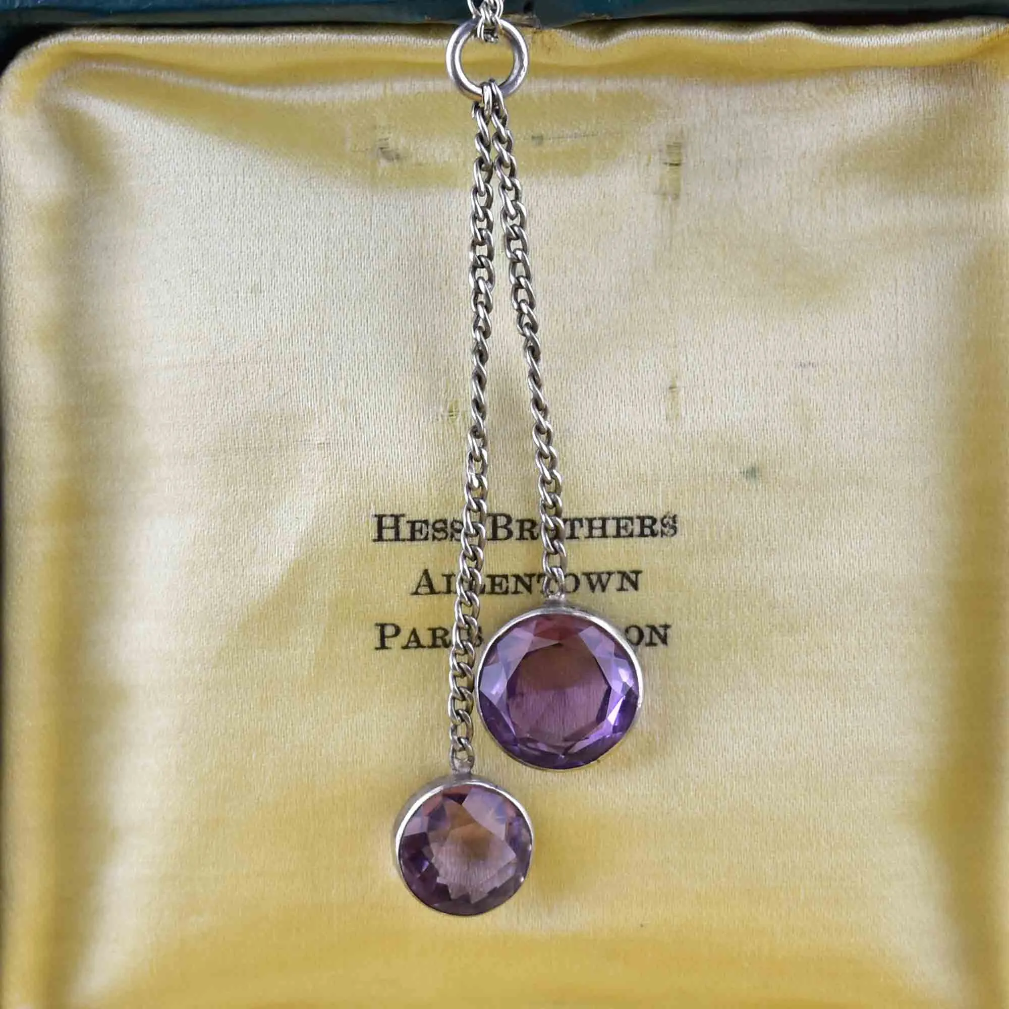 Antique Silver Amethyst Negligee Pendant Necklace