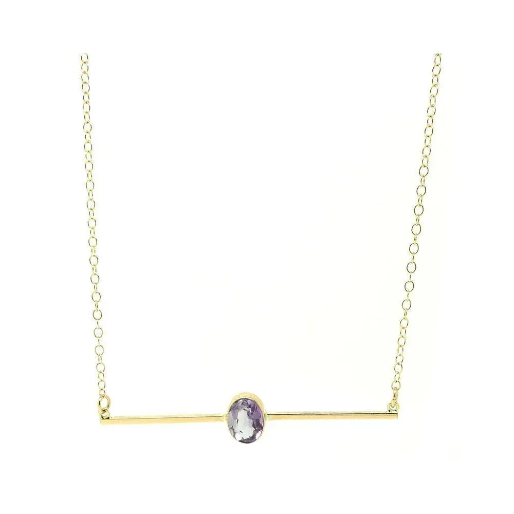 Antique Victorian Amethyst 9ct Rose Gold Bar Necklace