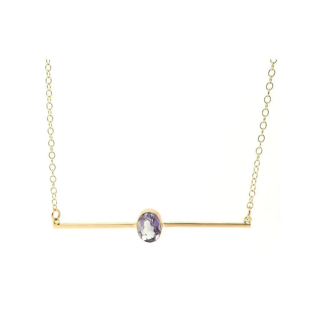 Antique Victorian Amethyst 9ct Rose Gold Bar Necklace