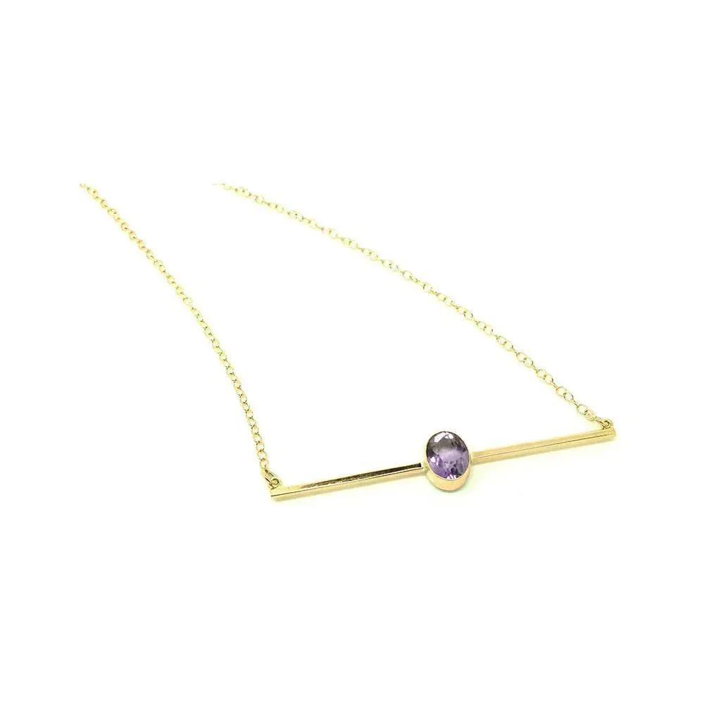 Antique Victorian Amethyst 9ct Rose Gold Bar Necklace
