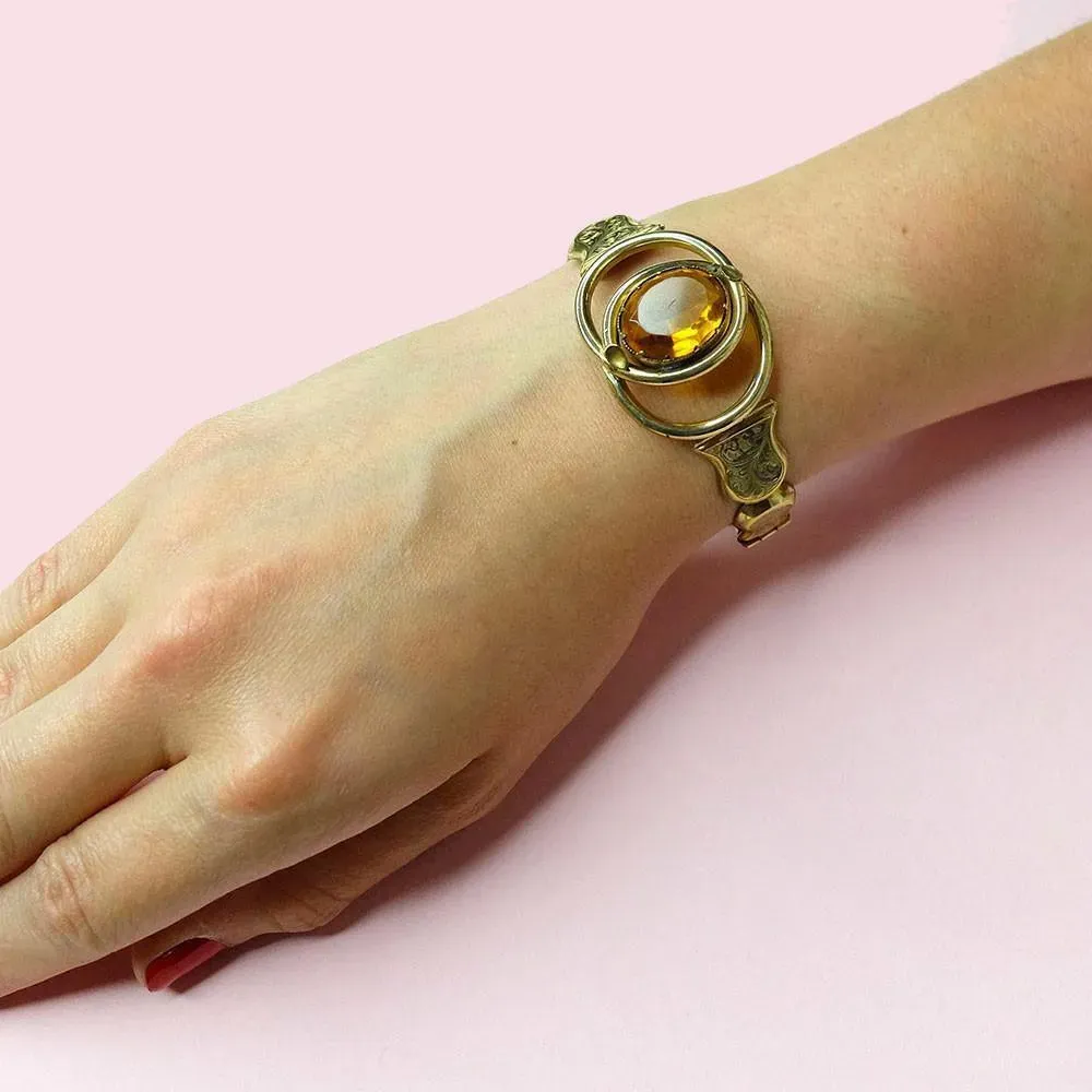 Antique Victorian Pitchbeck Amber Glass Bracelet