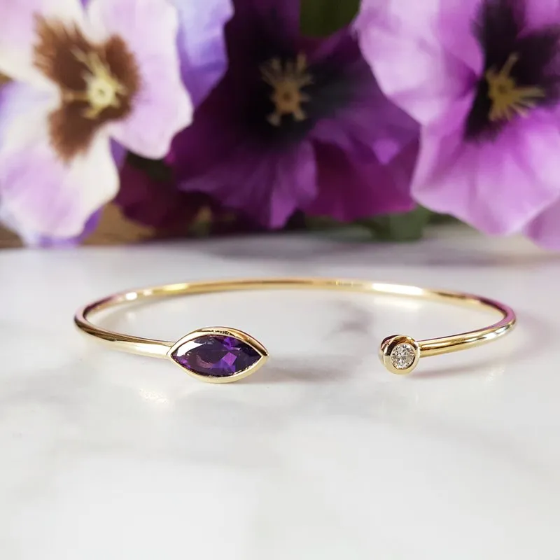 Arizona Amethyst Gold Jewelry Bezel Bracelet