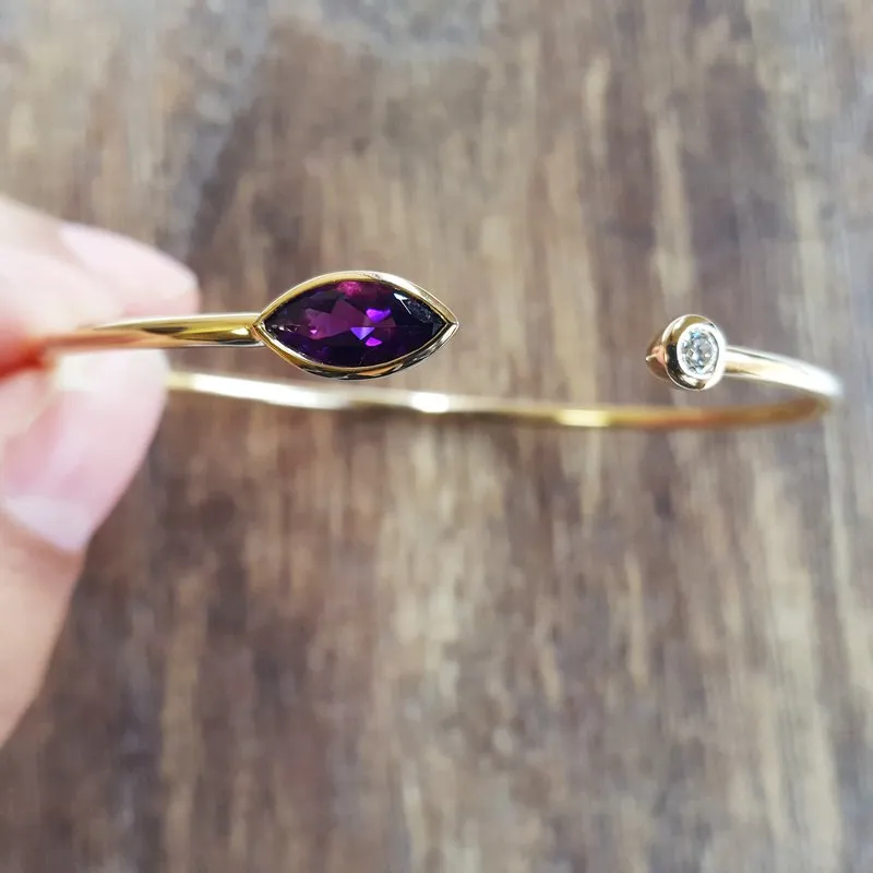 Arizona Amethyst Gold Jewelry Bezel Bracelet