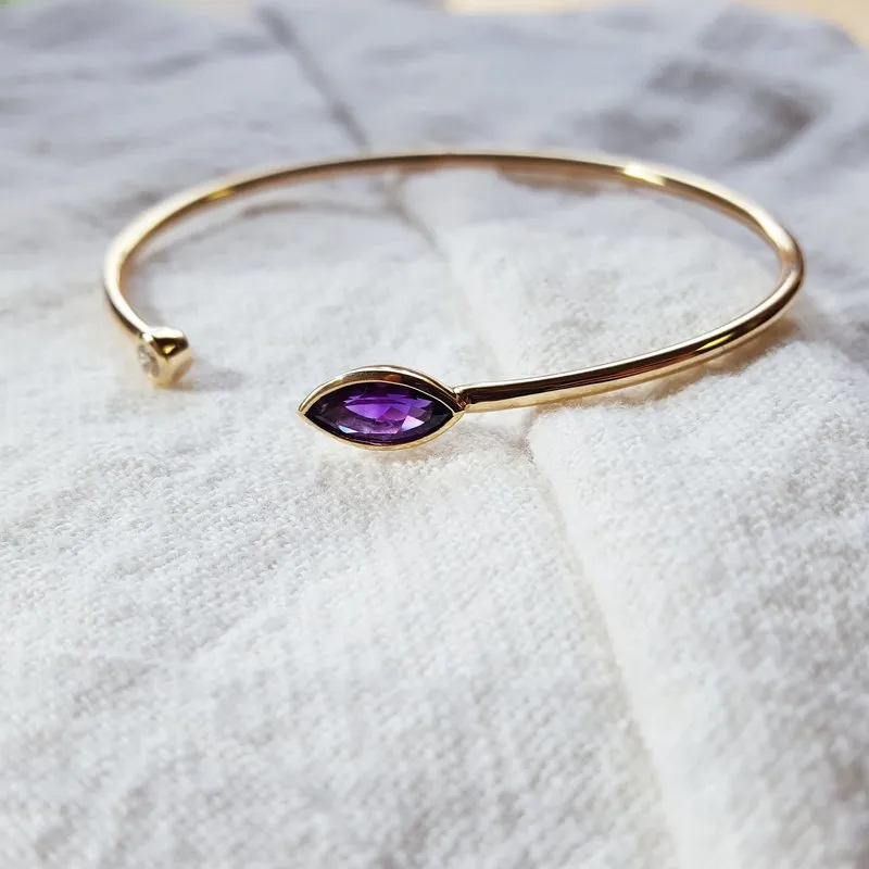 Arizona Amethyst Gold Jewelry Bezel Bracelet
