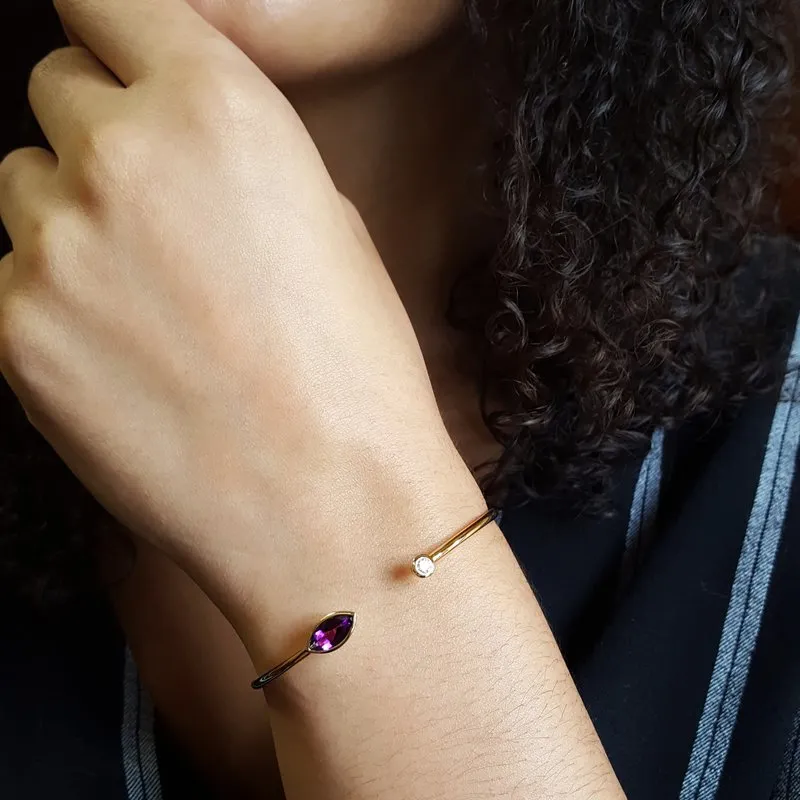 Arizona Amethyst Gold Jewelry Bezel Bracelet
