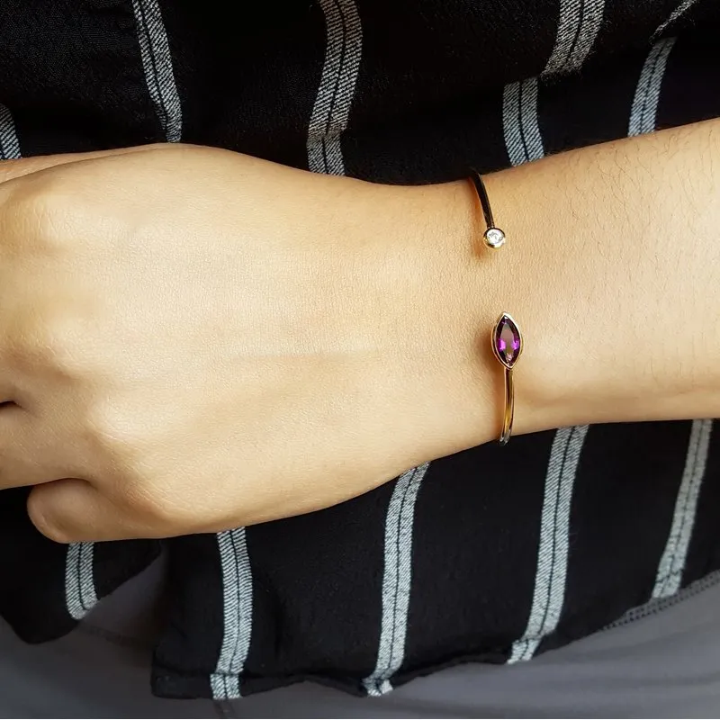 Arizona Amethyst Gold Jewelry Bezel Bracelet