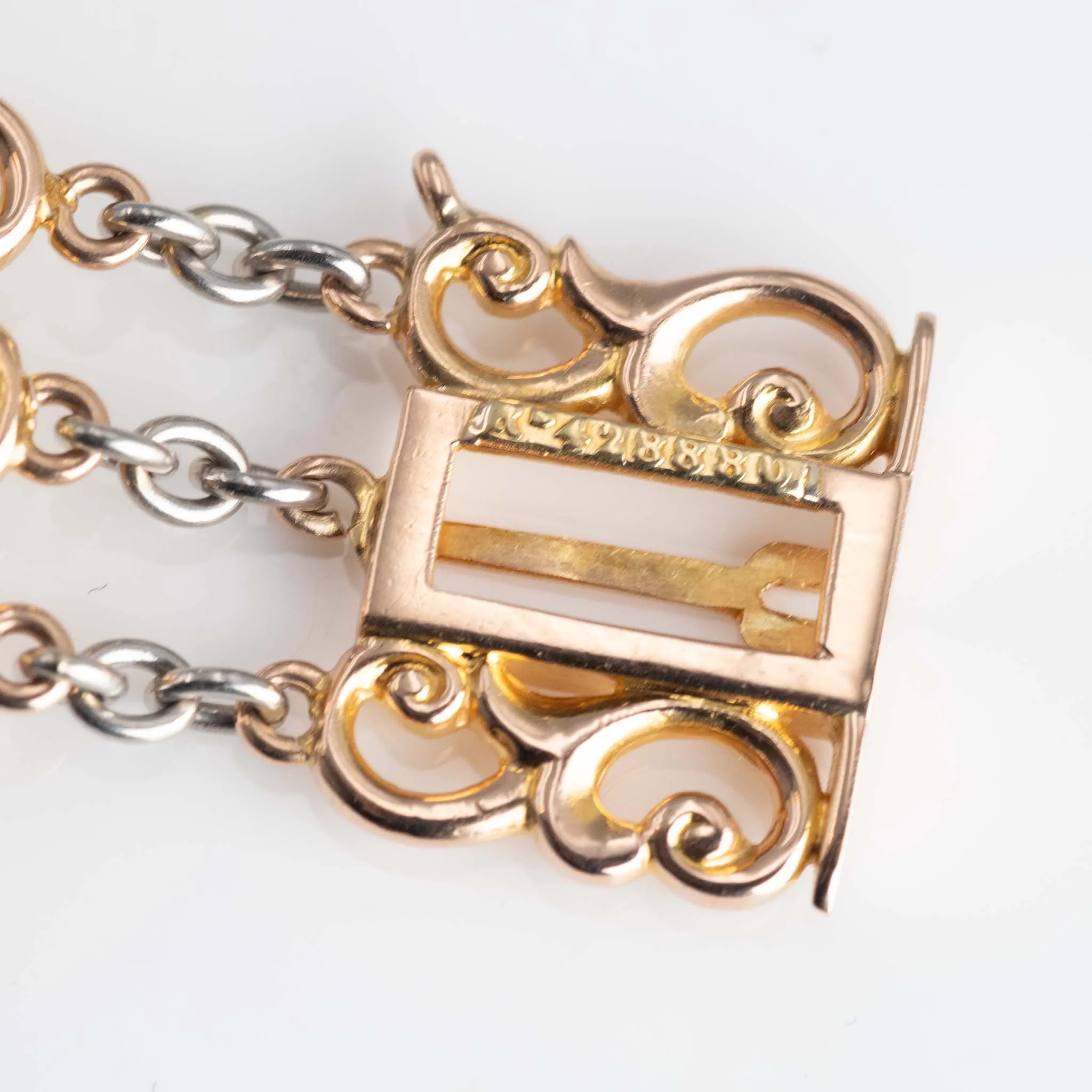 Art Deco 15ct Rose Gold and Platinum Amethyst and Seed Pearl Bracelet
