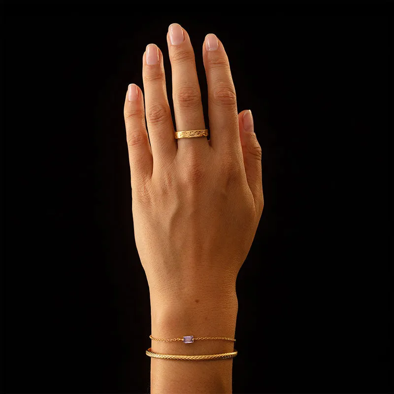Baguette Mini Bracelet, Amethyst, 9kt Yellow Gold