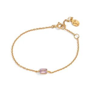 Baguette Mini Bracelet, Amethyst, 9kt Yellow Gold