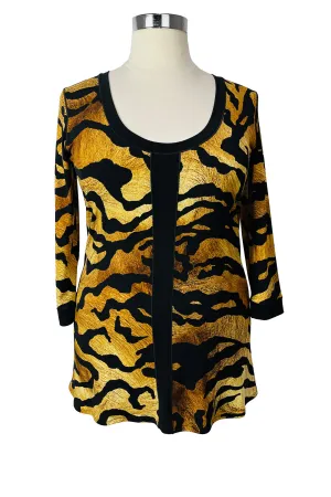 Banded scoope neck 3/4 sleeve double layered tunic