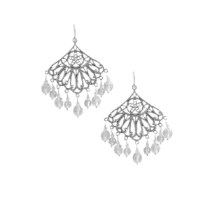 Barse Silver Overlay Crystal Fan Earring