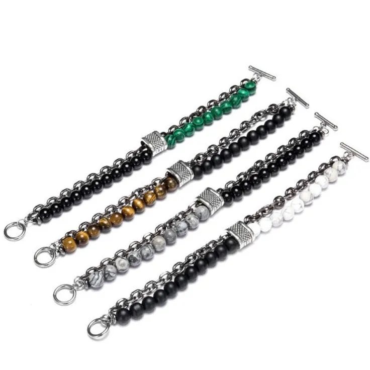 Beaded Chain Double Layer Men's Bracelet