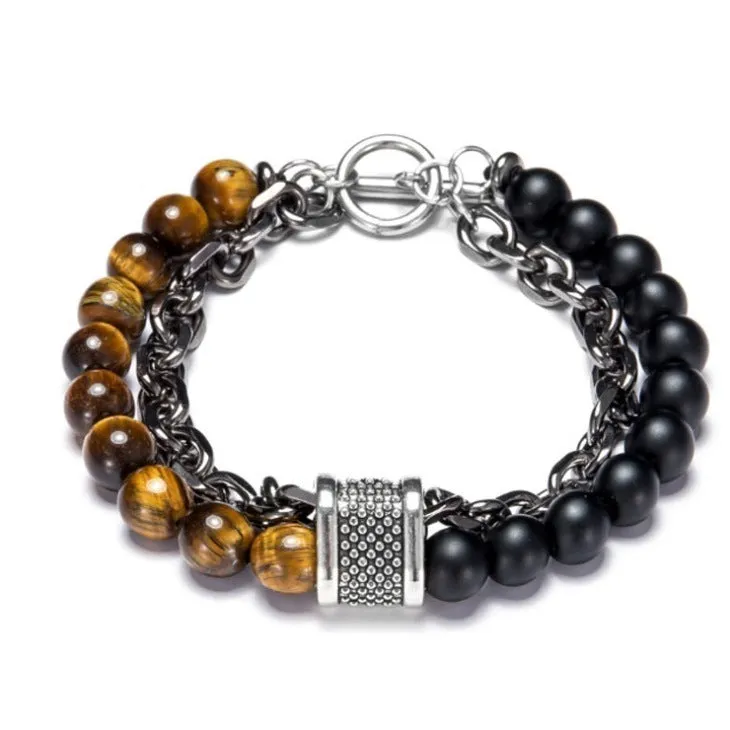 Beaded Chain Double Layer Men's Bracelet