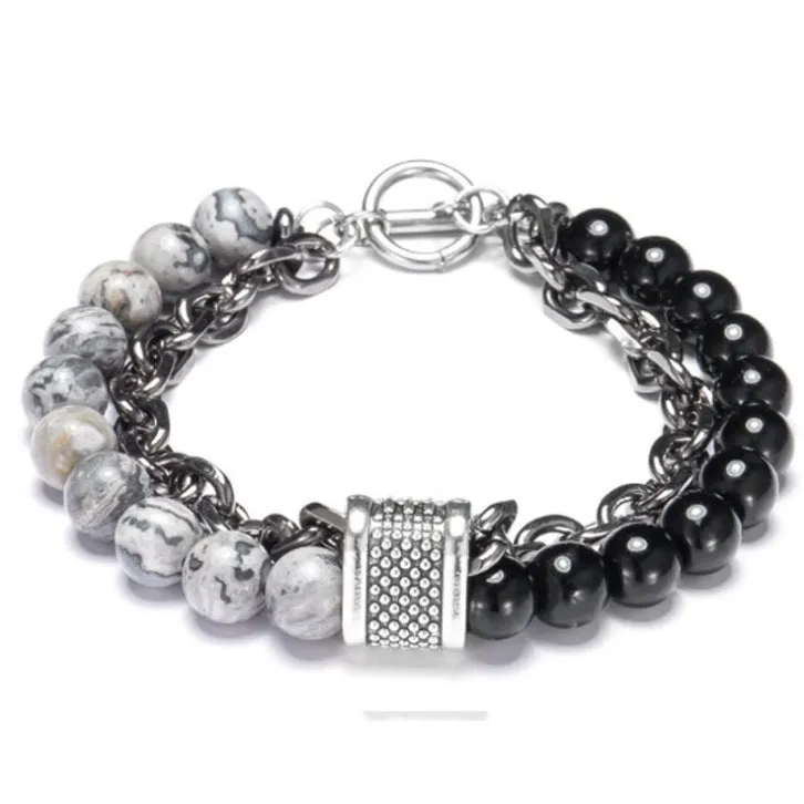 Beaded Chain Double Layer Men's Bracelet
