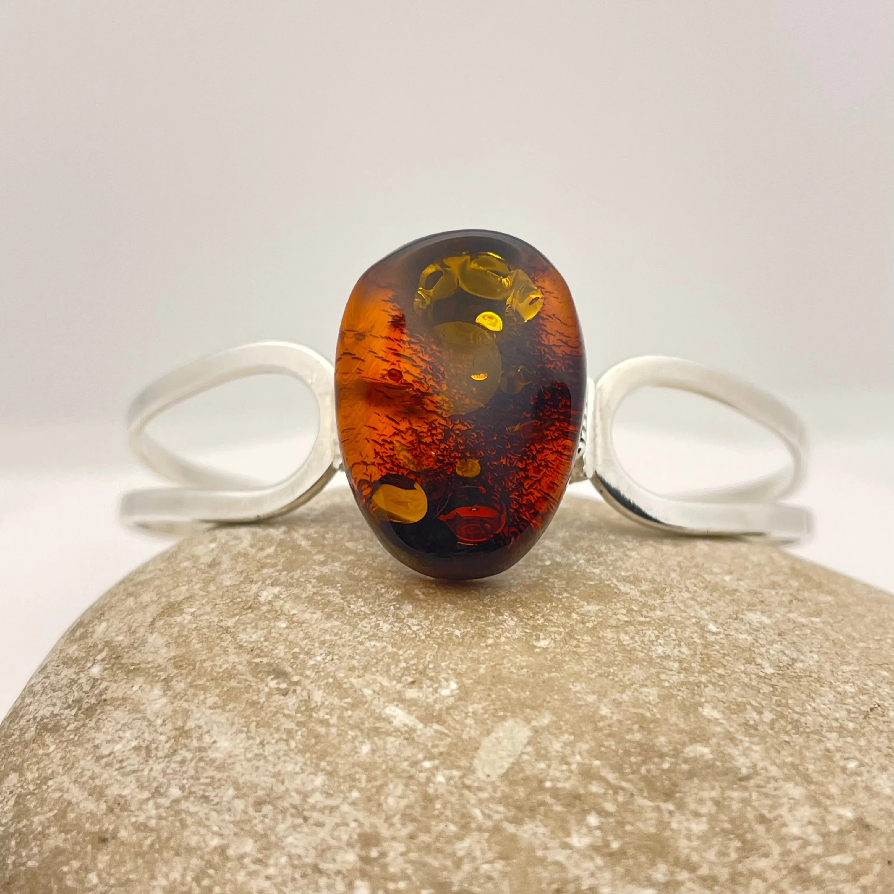 Beautiful Amber Abstract Oval Stone Bracelet