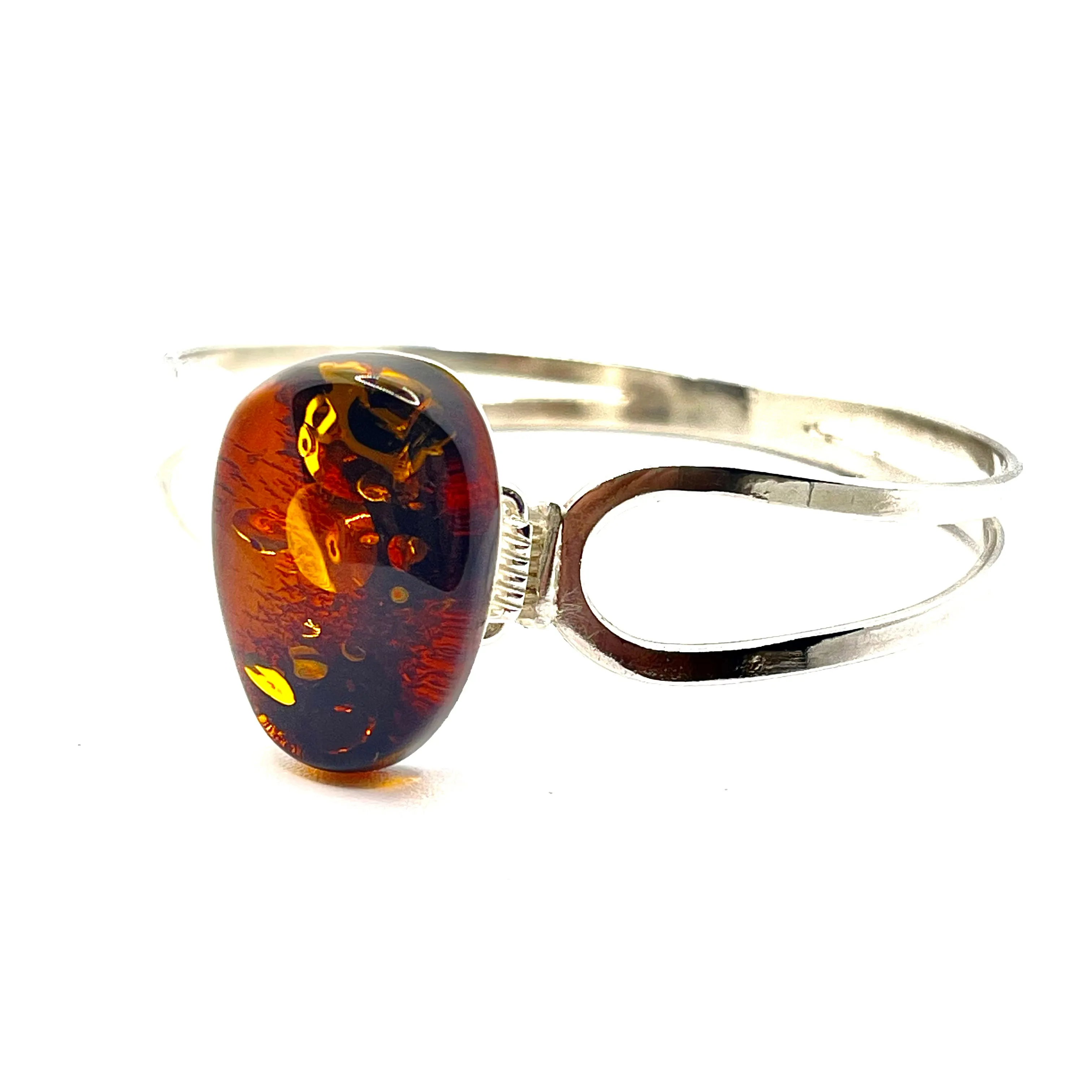 Beautiful Amber Abstract Oval Stone Bracelet