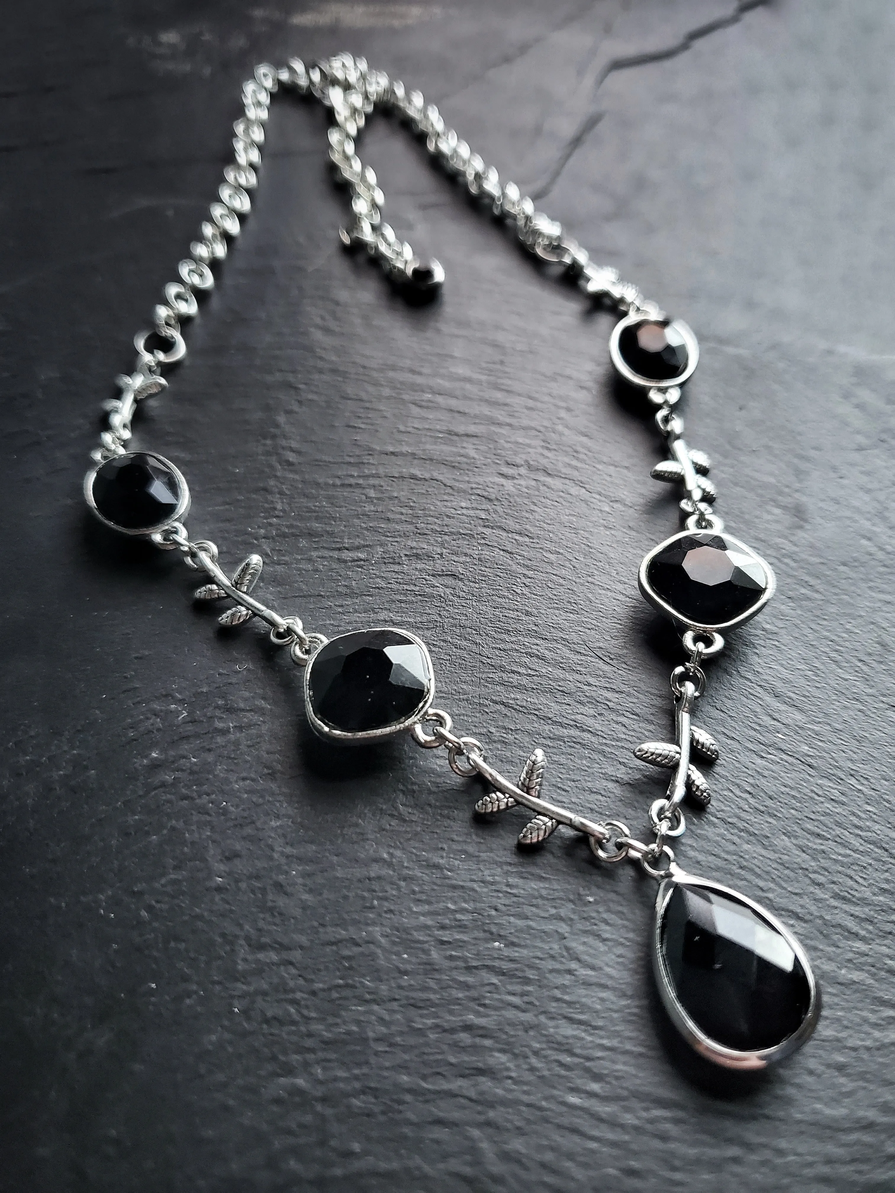 Bejeweled Vine Necklace in Green, Blue or Black