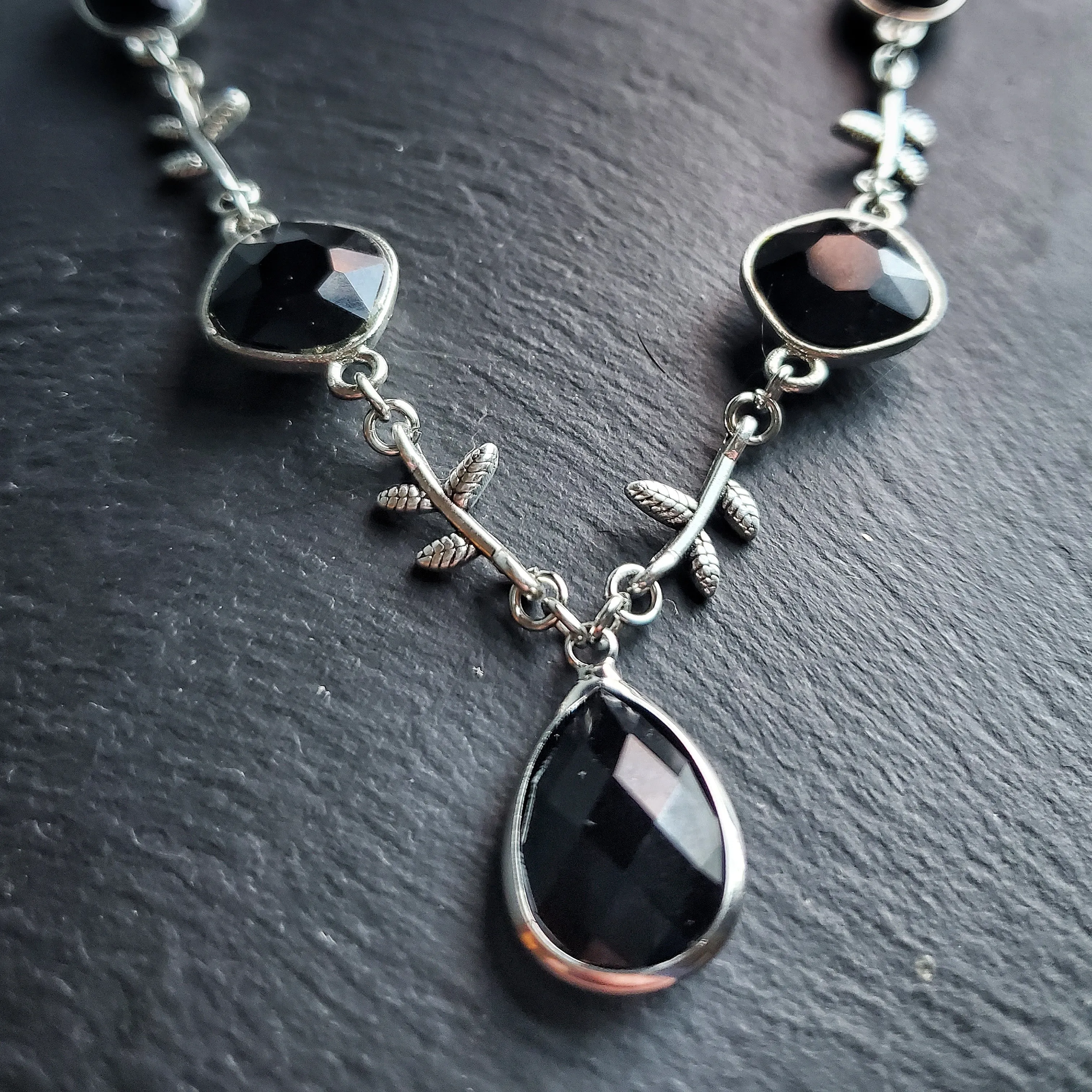 Bejeweled Vine Necklace in Green, Blue or Black