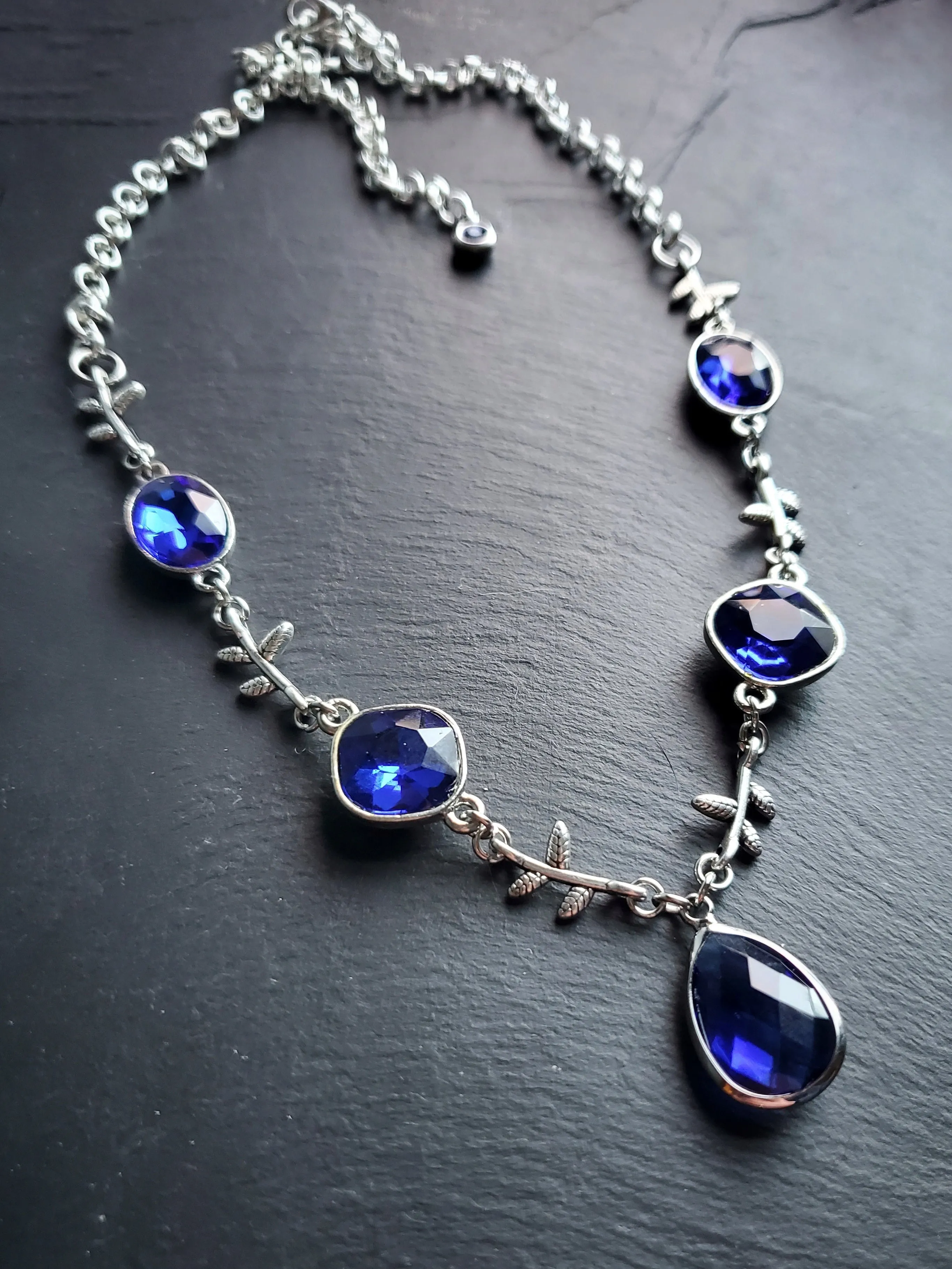 Bejeweled Vine Necklace in Green, Blue or Black